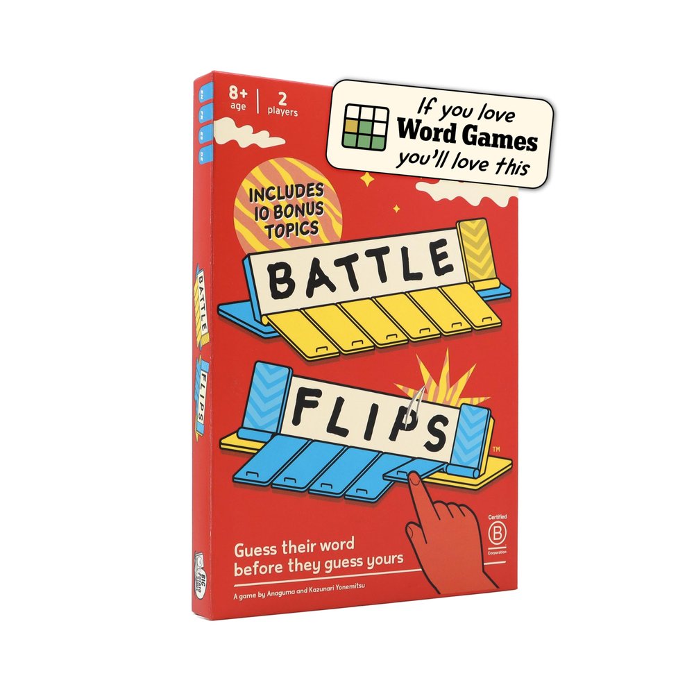 Battle Flips: Predict Their Word Before They Predict Yours | 2 Player Travel Game | Great for Families, Kids and Couples | Includes Travel Bag
