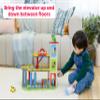 Jasey's Toy Chest Wooden Busy Wheels Garage Playset | 3-Level Wooden Garage with Elevator, Car Wash, Gas Station & Helipad + 2 Cars & 1 Helicopter | for Toddlers Ages 3+ view 2