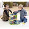 Jasey's Toy Chest Wooden Busy Wheels Garage Playset | 3-Level Wooden Garage with Elevator, Car Wash, Gas Station & Helipad + 2 Cars & 1 Helicopter | for Toddlers Ages 3+ view 3
