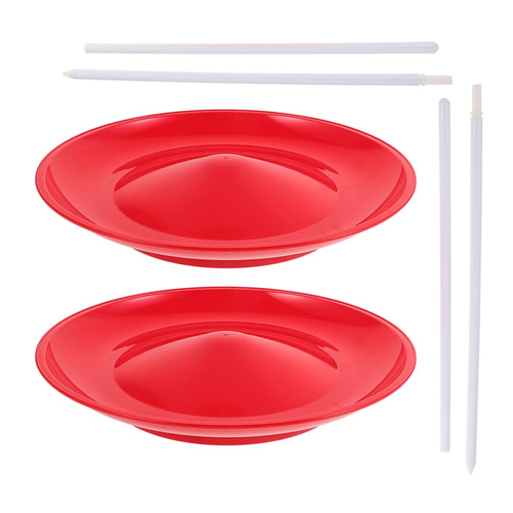 CHILDWEET 2pcs Circus Juggling Plates with Sticks Lightweight Plastic Spinning Plate Set for Beginner Skill Development and Circus Practice for Adults