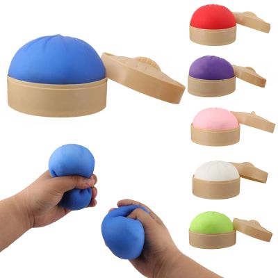1pack Blue Dumpling Squishy,Dumpling Box,Colorful Dumplings Squeeze Stress Balls Dumplings Squishy, Anxiety Relief Fidget, Soft Squeeze Decompression Dough