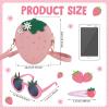Halfchet 3 Pcs Strawberry Purse for Girls Strawberry Accessories Set Included Fruit Shaped with Rivets Sunglasses Hair Clip Birthday Gifts for Women Stuffs Fruit Accessories (Pink) view 3