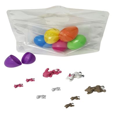 3D Printed Rabbits Inside Eggs, Easter Collection, Colorful Plastic Egg Set