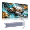 DISUOFEART Playmat for MTG & Magic: The Gathering with Zones, 28x16 inch Non-Slip TCG Game Mat for Commander, Golden Sea Turtle in Turquoise Waters Card Game Table Mat view 1
