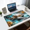 DISUOFEART Playmat for MTG & Magic: The Gathering with Zones, 28x16 inch Non-Slip TCG Game Mat for Commander, Golden Sea Turtle in Turquoise Waters Card Game Table Mat view 2