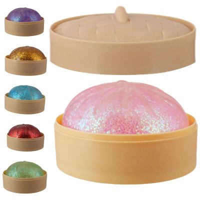 1pcs Glitter Pink Glitter Dumpling, Glitter Dumpling Squishy Box, Dumplings Squishy, Anxiety Relief Soft Squeeze Dumplings Stress Balls Fidget Sensory Toy,Squeeze Dough Ball Stress Relief