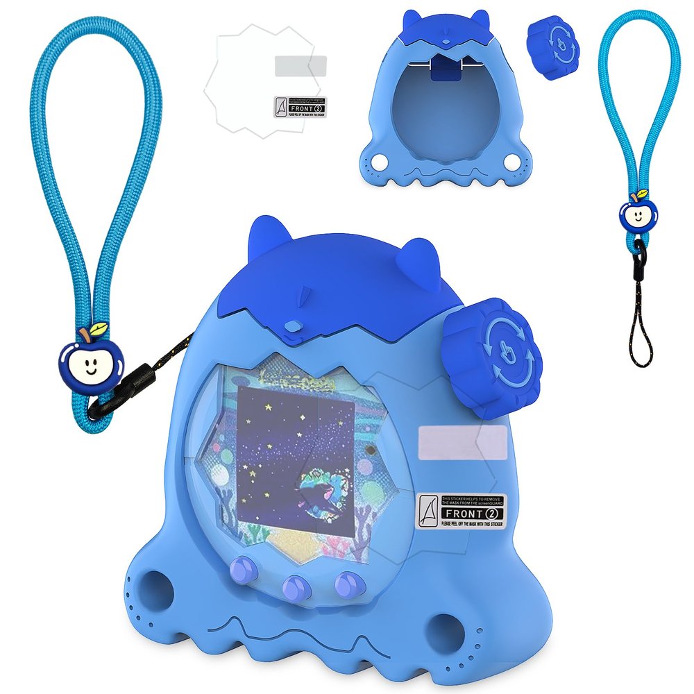 RAWECUD Protective Case for Tamagotchi Paradise Electronic Pet, Silicone Cover for Tamagotchi Paradise with Screen Protector, Hand Strap and Button Cover Protector