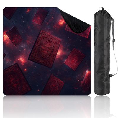 31.5" x 31.5" Mahjong Mat for Table with Carrying Bag Mystical Poker Cards Aligned Symmetrical Cosmic Space Non-Slip Noise-Reducing Game Mat Mahjong Accessories for Poker Dominoes Board Games