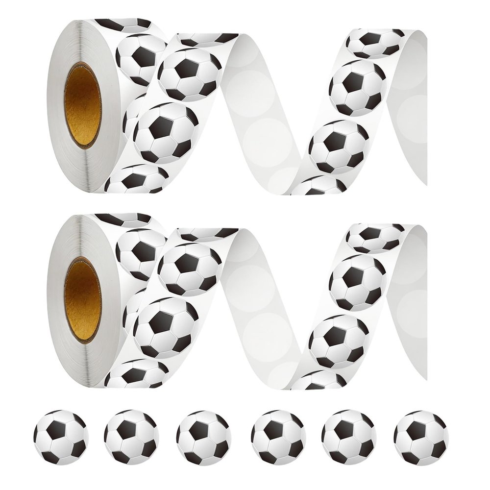 1000 Pcs Soccer Stickers, Round Sports Football Sticker Roll, Self Adhesive Ball Labels, Black White Water Bottles Laptops Scrapbooks Sports Party Favors Presents Men Women