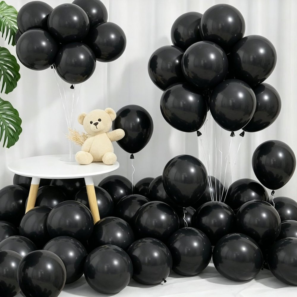 100pcs Matte Black Balloons 5 Inch - Small Mini Black Latex Balloons for Balloon Arch Garland Filler for 2026 Graduation, Halloween, Wedding, Birthday, Party Decorations