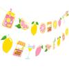 2pcs Pink Lemonade Party Banners Lemon Citrus Garland, Summer Fruit Lemonade Stand Bunting for Lemonade Themed Birthday Baby Shower Pool Party Summer BBQ Home Decor view 2
