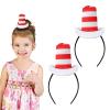 2 Pcs Cat Headband with Red and White Striped Hat Dr Suess Hat The Book Character Costume 100 Days of School Costume for Girls Women Men Halloween Cute Headwear Halloween Party Cosplay Accessories view 1