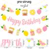 3cps Pink Lemonade Happy Birthday Banner Set Glitter Birthday Garland with Lemon Citrus Bunting, Summer Fruit Lemonade Stand Party Decorations for Girls Birthday Pool Party Baby Shower Supplies view 4