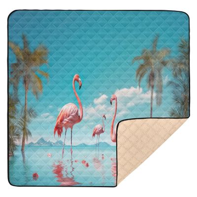 Kigai Flamingo Baby Play Mat for Floor 50'' x 50'' Soft & Anti- Slip Crawling Mat Playpen Mat Waterproof Foldable Playmat for Infants, Babies, Toddlers