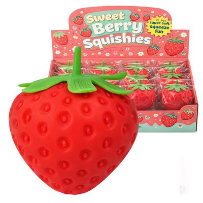 Strawberry Squishy, Realistic Strawberry Stress Ball, Squeezable Toy Fruit Ball,Party Favor Slow Rise Pressure Release Toy Adults