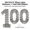 100pcs Small Metallic Silver Balloons 5 Inch, 5 Mini Chrome Silver Latex Party Balloons Filler for 2026 Graduation Wedding Retirement Anniversary Party Decorations view 2