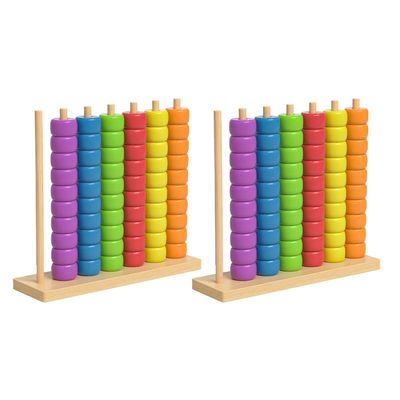 RAINPOT Color Matching Stacking Ring Puzzle Game, Color Sorting Stack and Solve Tabletop Logic Challenge with 60 Rings & Wooden Rack, 2 Player Brain Teaser Competitive Family Game Night (2PCS)
