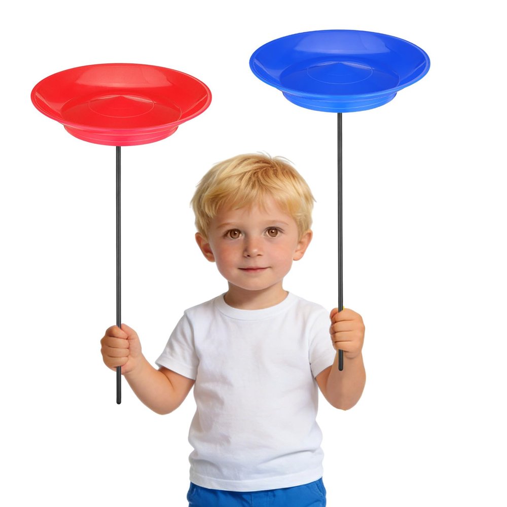 Alasum 2 Sets Spinning Plates with Sticks: Circus Performance Spinning Plates - Rotating Disc Game Set Plastic for Fun and Entertainment - New Year Party Favors