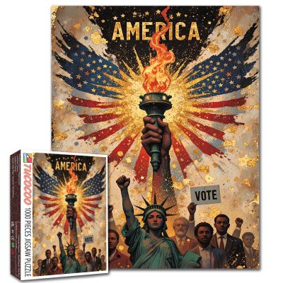 Patriotic Freedom Torch 1000 Piece Jigsaw Puzzles for Adults America Anniversary Puzzles American Flag Puzzle for Home Decoration Gifts Family Puzzle Perfect for Game Nights 19.7" x 27.6 "