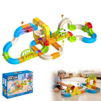 Electric Train Set for Kids Ages 3-8, 208Pcs 3D Flexible Race Track Toy, Gravity-Defying 360 Loop Building Set, STEM DIY Railroad Learning Toy Gift for Toddlers Boys Girls