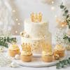 12PCS Mini Crown Cake Topper, Pearl Tiara, Gold Princess Crown, Tiny Queen Tiara Cupcake Topper for Flower Bouquets, Wedding, Birthday, Baby Shower, Party Decor, Bridal, Royal Themed Decor view 4