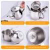 330ml Stainless Steel Small Teapot with Filter Screen, Kids Tea Set Includes Portable Long Spout Teapot and 4 70ml Cups for Children, Camping, Home view 3