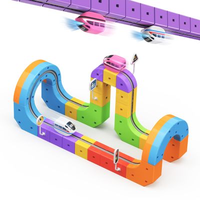 Auyoolin Electric Train Set,3D Infinity Flexible Tracks with Anti-Gravity 2 Cars for Kids Ages 3-8,DIY Race Track Block Building Toys,53pcs STEM Toy Train Birthday Gifts for Boys and Girls