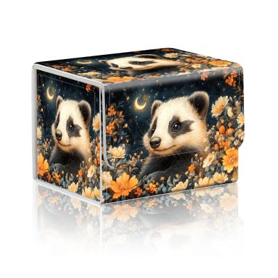 DISUOFEART Trading Card Storage Box, Holds 100+ for MTG Cards, PU Leather with Magnetic Closure, Badger in Starry Flower Garden Durable Deck Box for Magic the Gathering, Trading Card Games