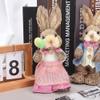 2 PCS Easter Bunny Statue, Handmade Straw Bunny Figurine, Standing Straw Rabbit, Cute Rabbit Photo Props Gifts for Office Kitchen Spring Home Decor (#C) view 4