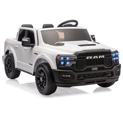 24V Ride on Toys for Big Kids, Licensed RAM 2500, 2 Seater Kids Ride on Truck Car w/Remote Control, Toddler Electric Car w/LED Lights, Bluetooth, Spacious Truck Bed, 3 Speed, Suspension