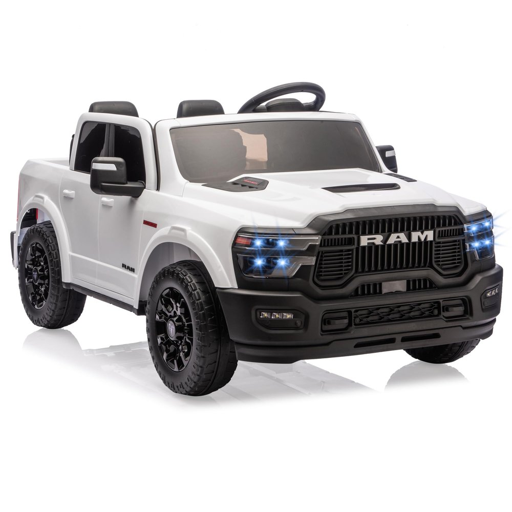 24V Ride on Toys for Big Kids, Licensed RAM 2500, 2 Seater Kids Ride on Truck Car w/Remote Control, Toddler Electric Car w/LED Lights, Bluetooth, Spacious Truck Bed, 3 Speed, Suspension