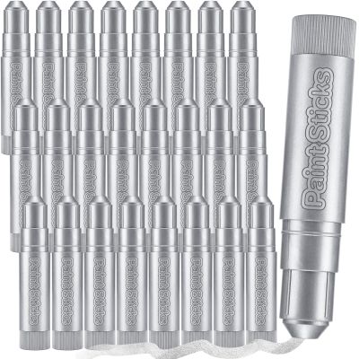 Gilprop Solid Tempera Paint Sticks Washable Quick Drying Paint Sticks Bulk No Mess Crayons for Painting Canvas Posters Arts Project Gifts (24 Pcs,Silver)