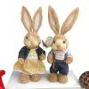 2 PCS Easter Bunny Statue, Handmade Straw Bunny Figurine, Standing Straw Rabbit, Cute Rabbit Photo Props Gifts for Office Kitchen Spring Home Decor (#B) view 1