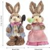 2 PCS Easter Bunny Statue, Handmade Straw Bunny Figurine, Standing Straw Rabbit, Cute Rabbit Photo Props Gifts for Office Kitchen Spring Home Decor (#B) view 2