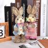 2 PCS Easter Bunny Statue, Handmade Straw Bunny Figurine, Standing Straw Rabbit, Cute Rabbit Photo Props Gifts for Office Kitchen Spring Home Decor (#B) view 4