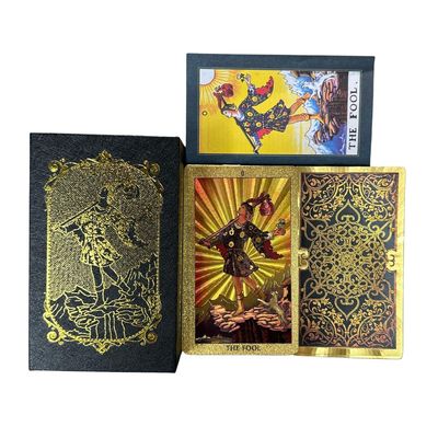 Six Hearts Gold Foil Tarot Cards Deck Rider-Waite Style 78 Card Classic Tarot Set with Guidebook, Premium PVC Waterproof Durable Material for Beginners & Professionals