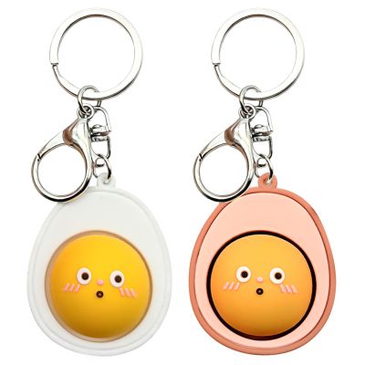 2 Pieces Egg Fidget Clicker - Cartoon Expression Keychain with Crisp Sound, Stress Relief and Sensory Toy for Adults, Ideal for Home, Office, and Travel