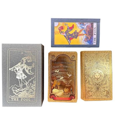 Six Hearts Sun Gold Foil Tarot Cards Deck Six Hearts 78 Card Classic Tarot Set with Guidebook, Premium Waterproof PVC Divination Tarot Cards for Beginners & Professional Readings, Gold Sun Design