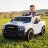 24V Ride on Car for Big Kids Licensed RAM 2500, 24v Ride on Truck w/Remote Control, Toddler Ride on Toys w/Bluetooth, Spacious Truck Bed, 3 Speed, LED Lights, Suspension, Gifts for Boys Girls, White view 1