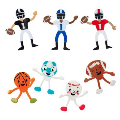 3 1/2" 4 1/2" Bulk 48 Pc. Football Player & Sports Ball Vinyl Bendable Assortment