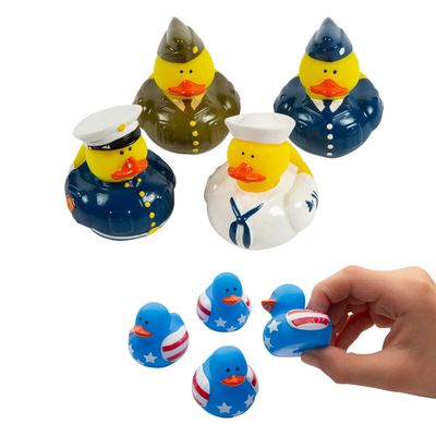 1 1/2" 2" Patriotic Armed Forces & Flag Rubber Duck Assortment 36 Pc.