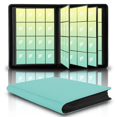 1000+ Pockets Trading Card Binder, 16 Pockets Trading Card Binder Ringless Side Loading Trading Card Album Folder for TCG,MTG,Sports Cards(Cyan)