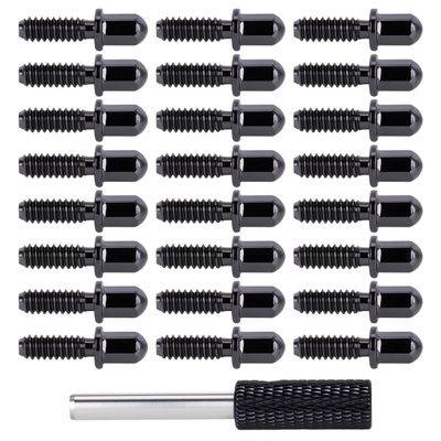 24Pcs M38 RC Wheel Lug Nuts with Hex Driver, Metal Decorative Beadlock Wheel Screws for 1.9 2.2 RC Crawler Wheels (Black)