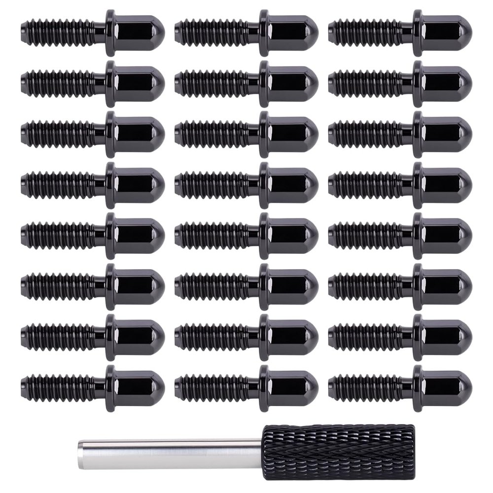24Pcs M38 RC Wheel Lug Nuts with Hex Driver, Metal Decorative Beadlock Wheel Screws for 1.9 2.2 RC Crawler Wheels (Black)