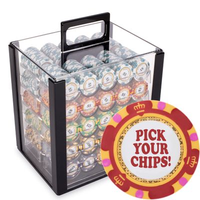 Playzaic Pick Your Chips | Monte Carlo 1000-piece Acrylic Poker Chip Case | 13.5-gram Heavy Clay Composite Set | Custom Build Your Casino Chips for Tournament or Cash Game, Texas Holdem or Blackjack