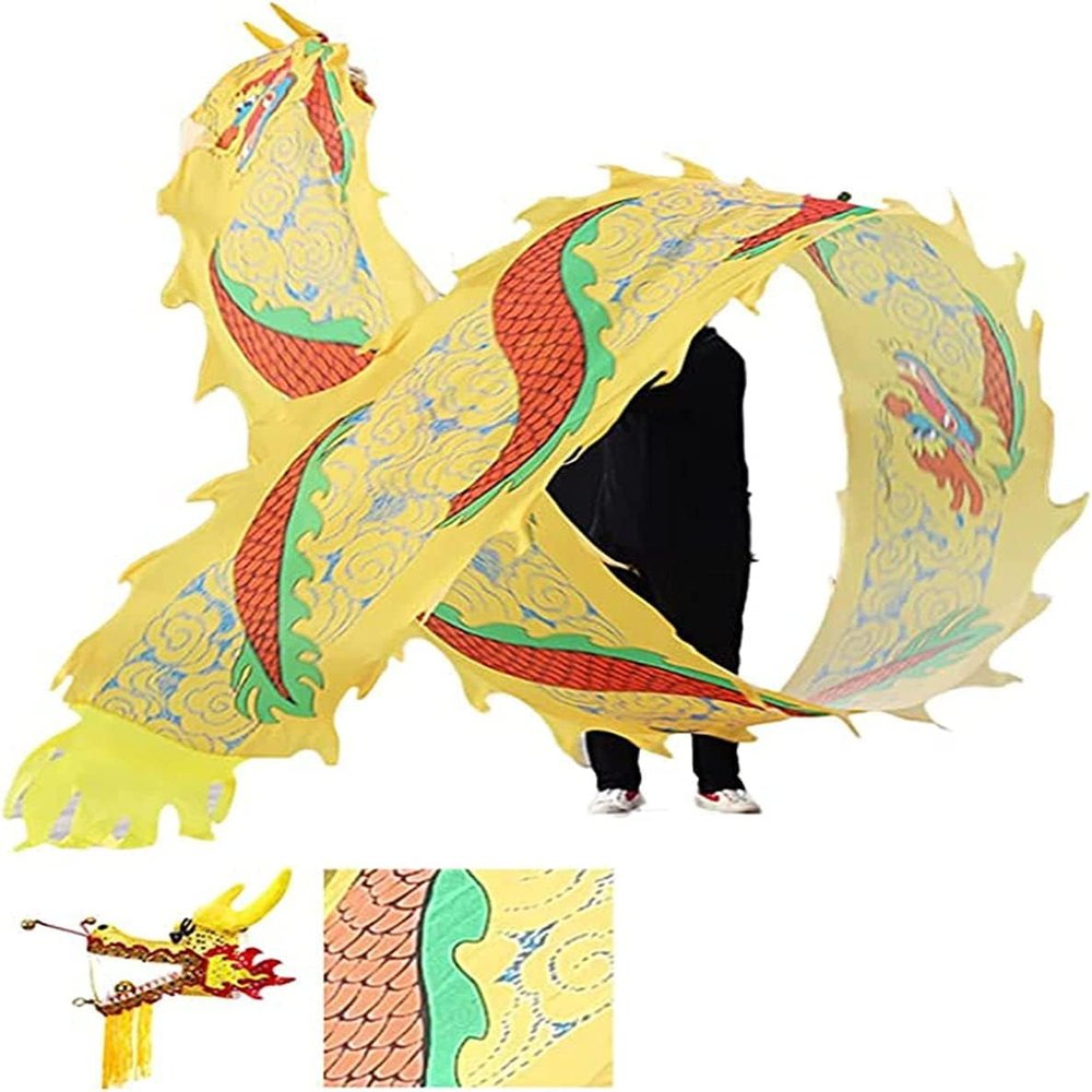 9FjB4sL Colourful Dragon Dance Silk Staff Dragon Dance Ribbon Elderly Adult Youth Spiral Practice Ribbon(Yellow,8m/26ft)