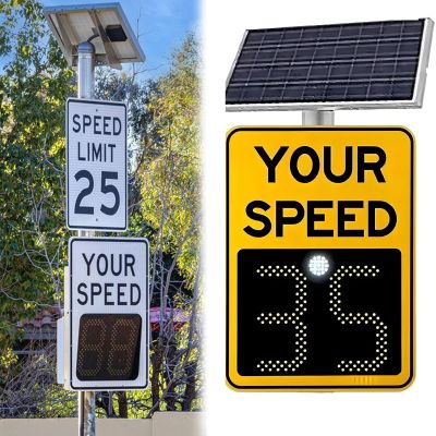 Solar Powered LED Speed Limit Sign 20"x27"/24"x35" - Weatherproof Radar Feedback Display for Neighborhood Traffic Safety, Vehicle Speed Monitoring, Enhanced Road Safety