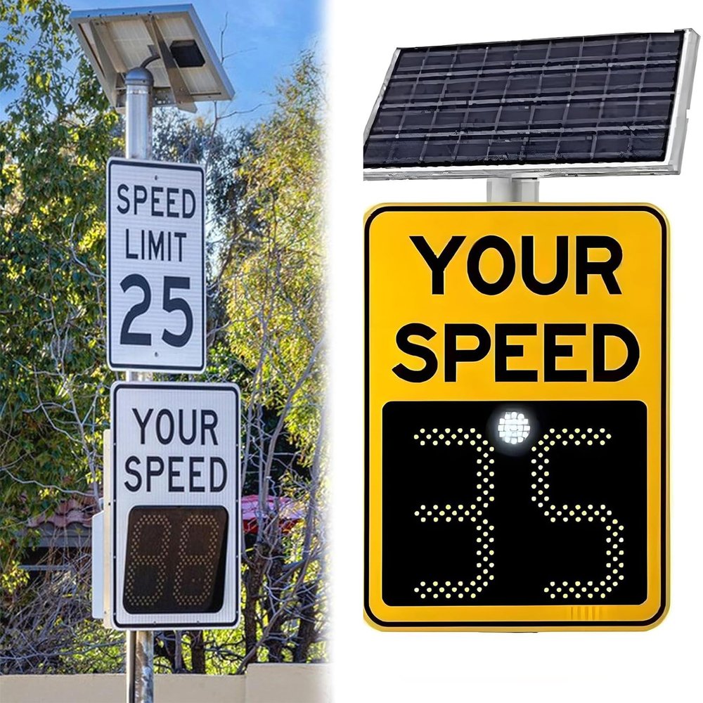 Solar Powered LED Speed Limit Sign 20"x27"/24"x35" - Weatherproof Radar Feedback Display for Neighborhood Traffic Safety, Vehicle Speed Monitoring, Enhanced Road Safety