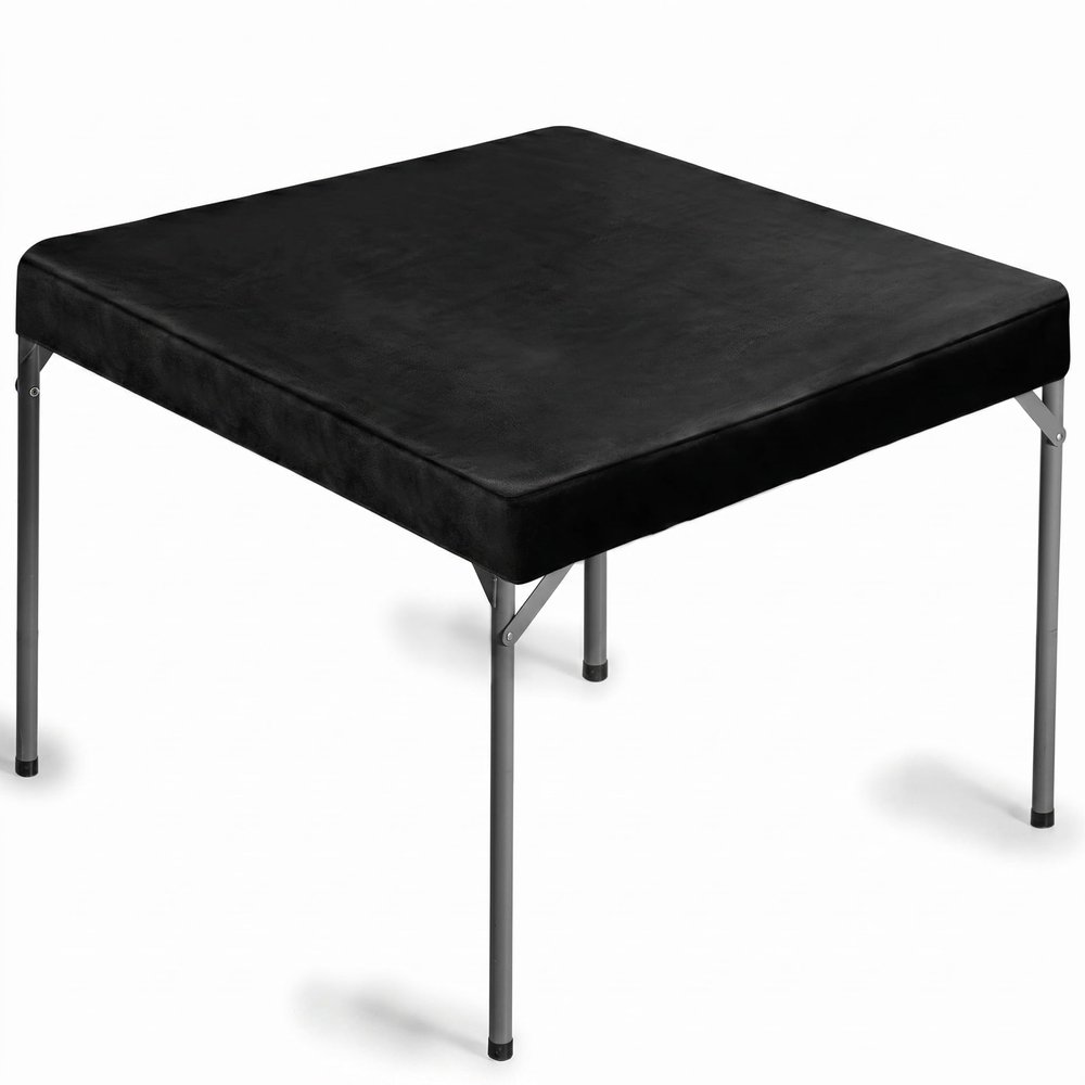 Frienda Game Table Cover Felt Game Tablecover Folding Tablecloth for Card for Playing Poker Cards Mahjong Puzzles Board Games, Table Not Included (Black,34 x 34 x 4 Inch)