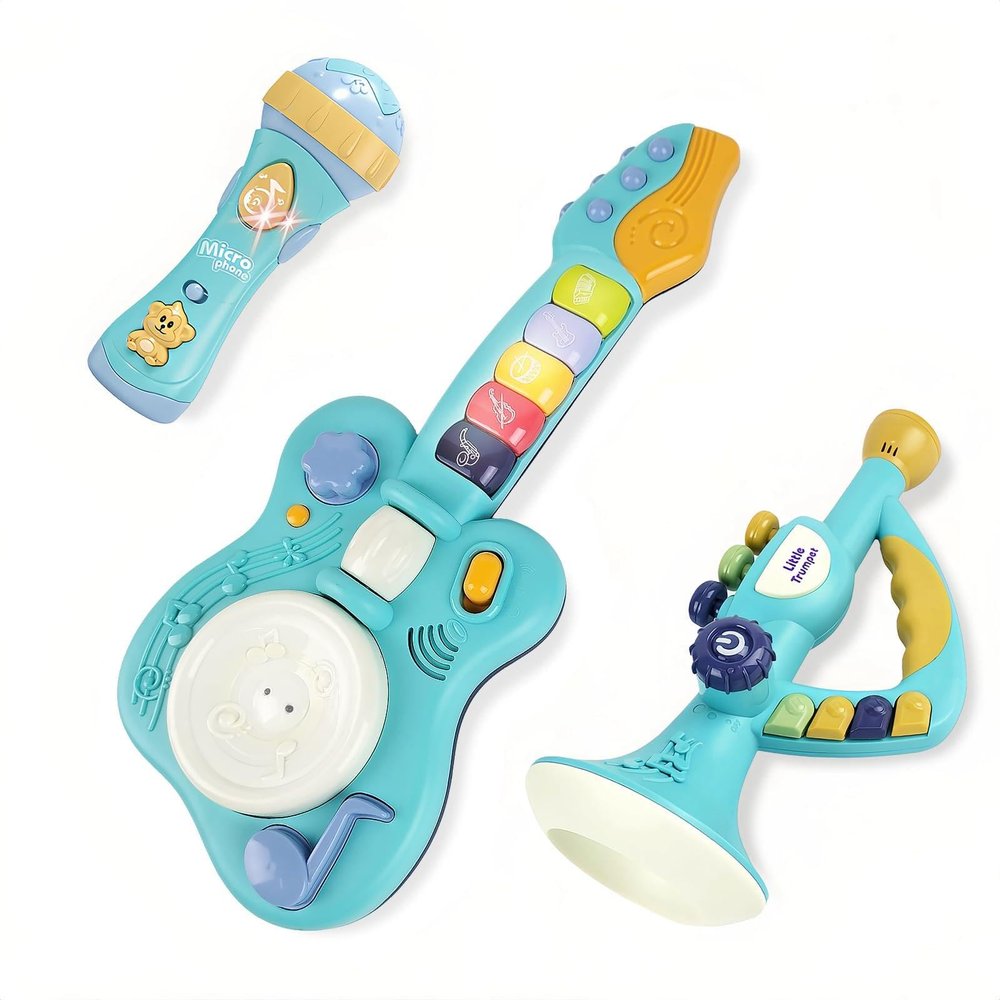 Toddler Musical Instruments Toys, Trumpet, Microphone, Guitar for Kids Baby, Musical Toy Set for Children Boys Girls Gifts,Preschool Learning Toys Ages 2 3 4 5